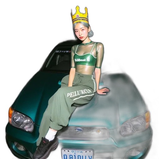 car, crown, concept art, photorealistic transparent PNG cut-out