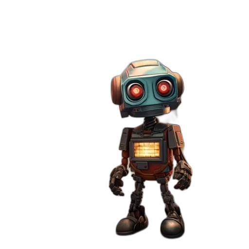 robot, creature, staff, 3d render transparent PNG cut-out
