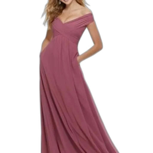 dress, woman, long, mauve transparent PNG cut-out
