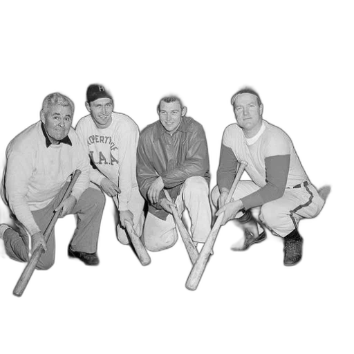 staff, four, baseball, players transparent PNG cut-out