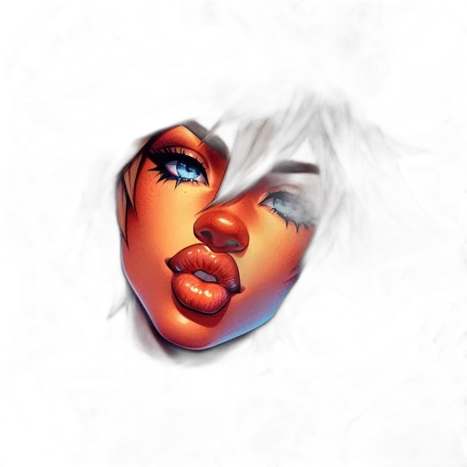 face, mask, hair, photorealistic transparent PNG cut-out