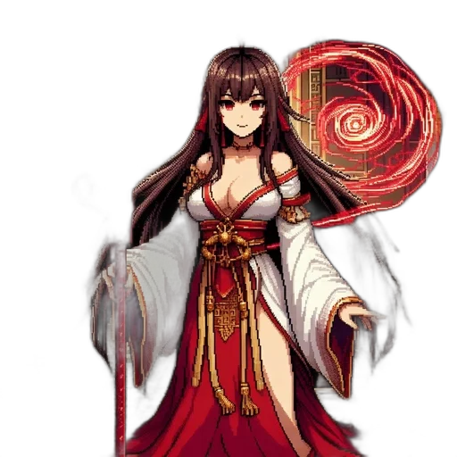 dress, staff, fantasy art, concept art transparent PNG cut-out