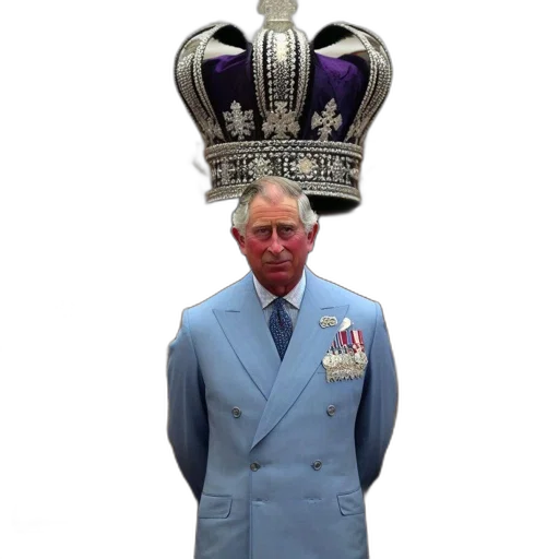 crown, jacket, hat, staff transparent PNG cut-out