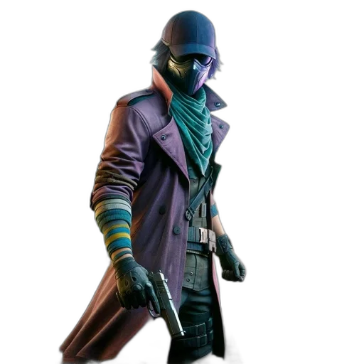 jacket, weapon, staff, hat transparent PNG cut-out