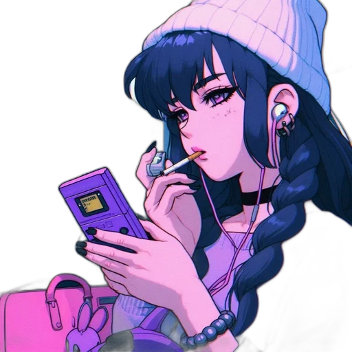 hat, weapon, face, vaporwave transparent PNG cut-out