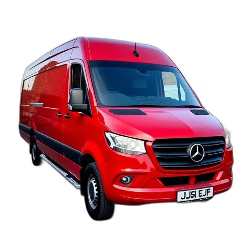 3d render, photorealistic, red, van transparent PNG cut-out
