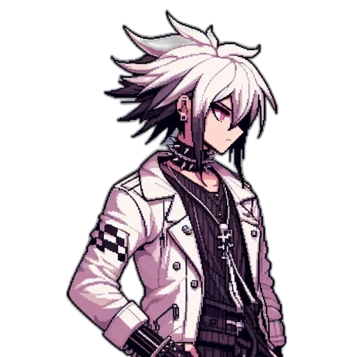 jacket, staff, weapon, hair transparent PNG cut-out