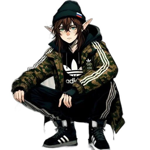 jacket, hat, dragon, staff transparent PNG cut-out