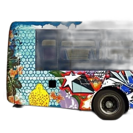 car, concept art, vibrant, graffiti-style transparent PNG cut-out