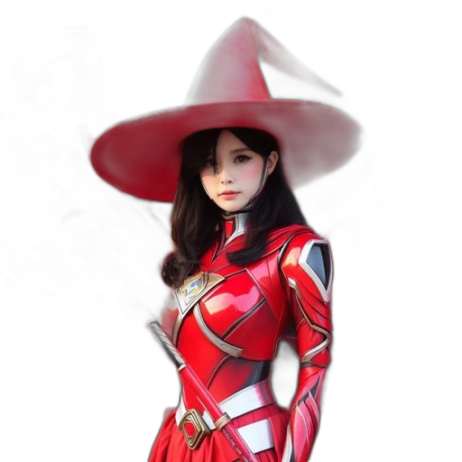 dress, hat, staff, robot transparent PNG cut-out