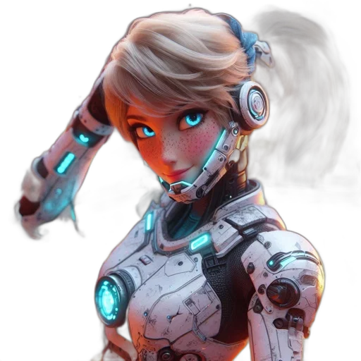 robot, face, weapon, staff transparent PNG cut-out