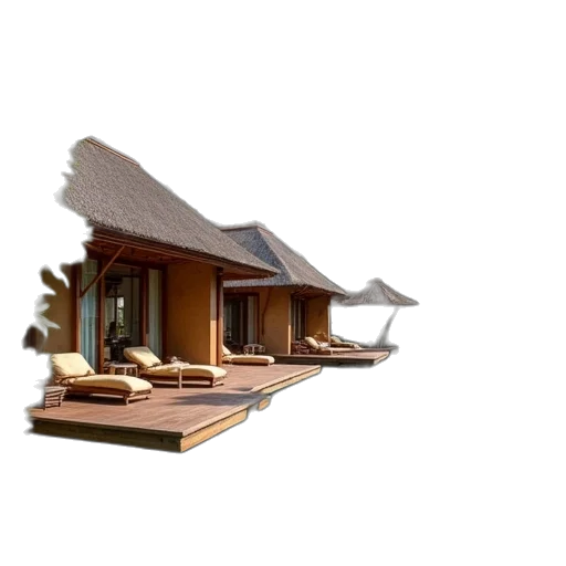 building, furniture, umbrella, 3d render transparent PNG cut-out