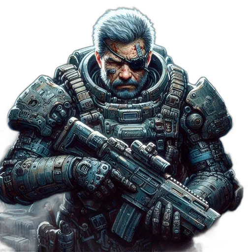 weapon, face, concept art, comic book art transparent PNG cut-out