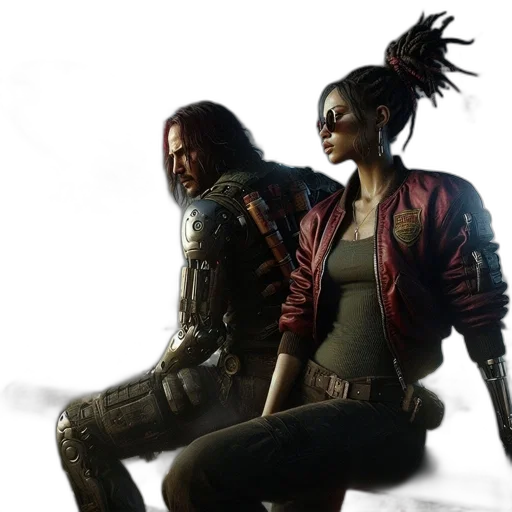 jacket, concept art, cyberpunk, two transparent PNG cut-out