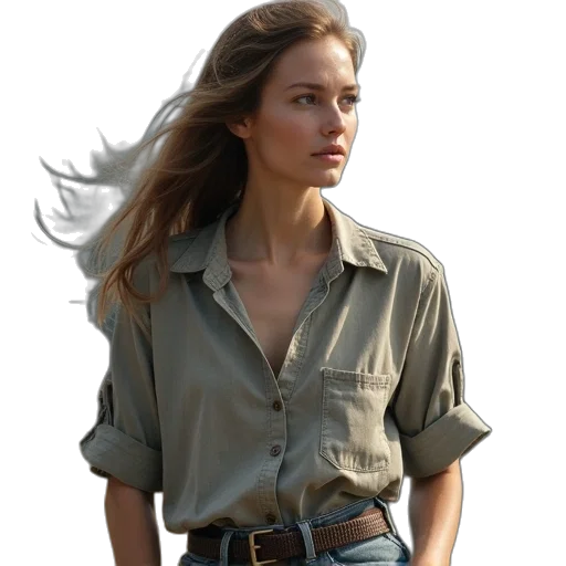 jacket, staff, hair, dress transparent PNG cut-out