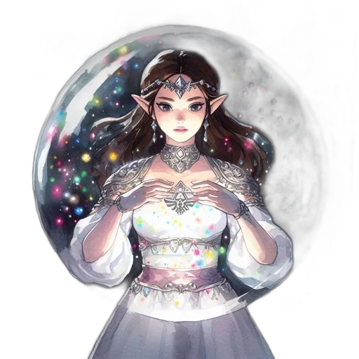 dress, jewelry, staff, crown transparent PNG cut-out