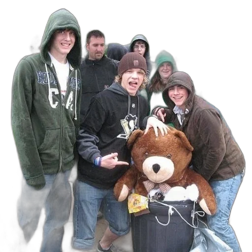 jacket, staff, umbrella, group transparent PNG cut-out