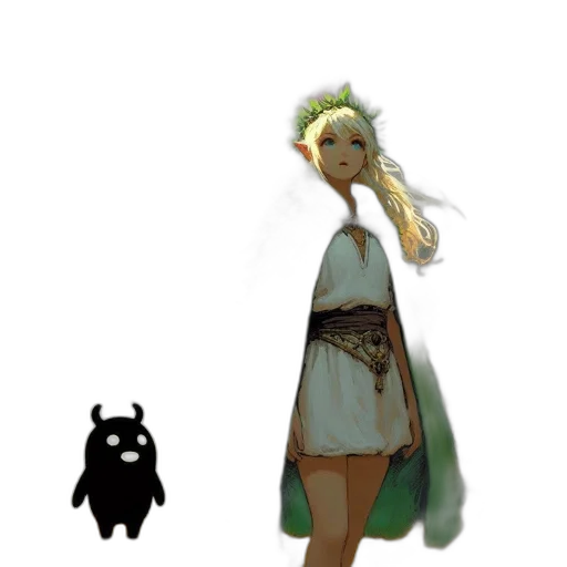 dress, staff, creature, mask transparent PNG cut-out