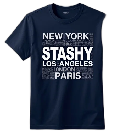 navy, blue, t-shirt, graphic transparent PNG cut-out