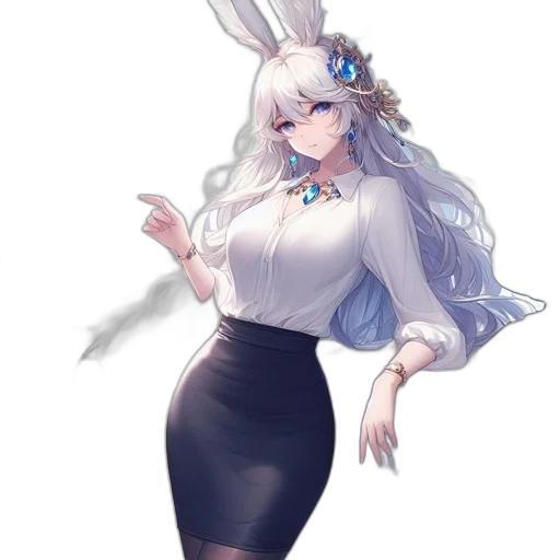 dress, staff, anime, fantasy art transparent PNG cut-out