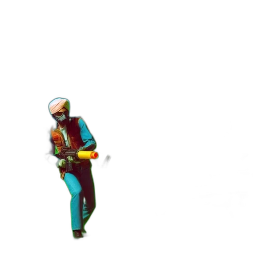 jacket, staff, weapon, robot transparent PNG cut-out