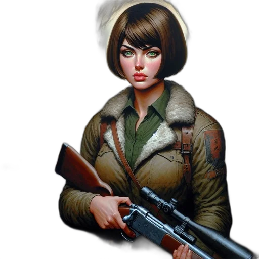 jacket, weapon, staff, face transparent PNG cut-out