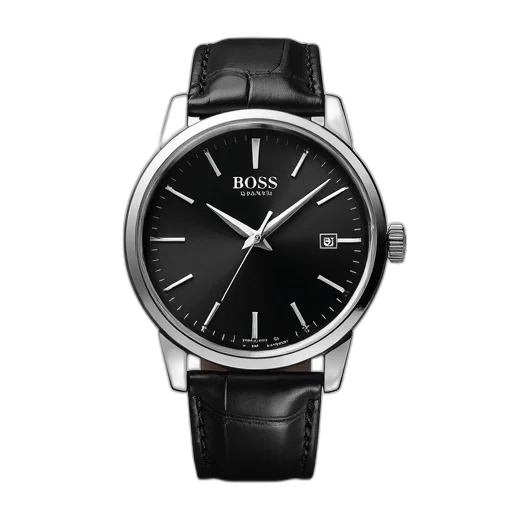silver, wristwatch, black, leather transparent PNG cut-out