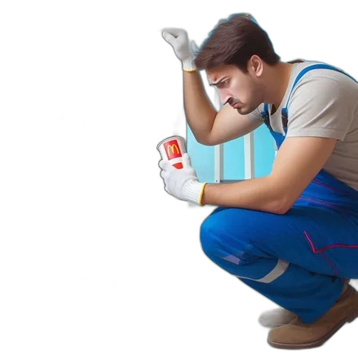 staff, robot, man, blue transparent PNG cut-out