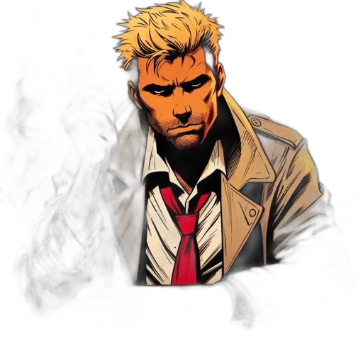 jacket, face, staff, comic book art transparent PNG cut-out