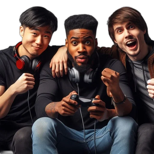 three, young, men, play transparent PNG cut-out