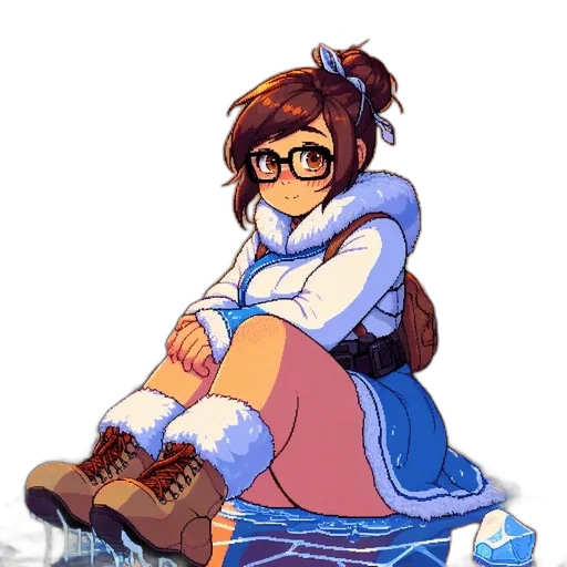 dress, jacket, staff, pixel art transparent PNG cut-out