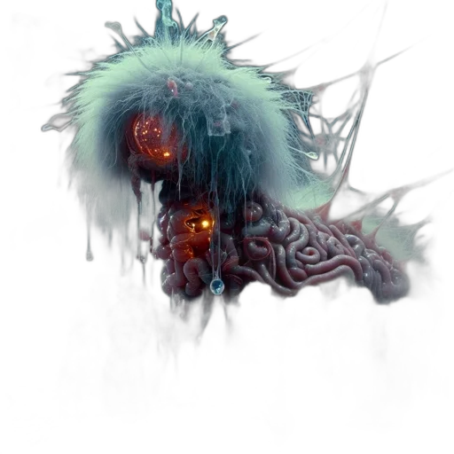 creature, mask, hair, staff transparent PNG cut-out