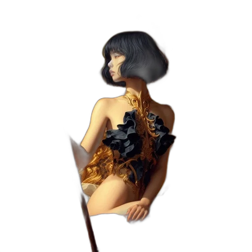 dress, weapon, staff, robot transparent PNG cut-out