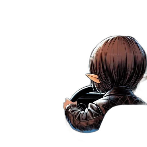 jacket, hair, weapon, creature transparent PNG cut-out