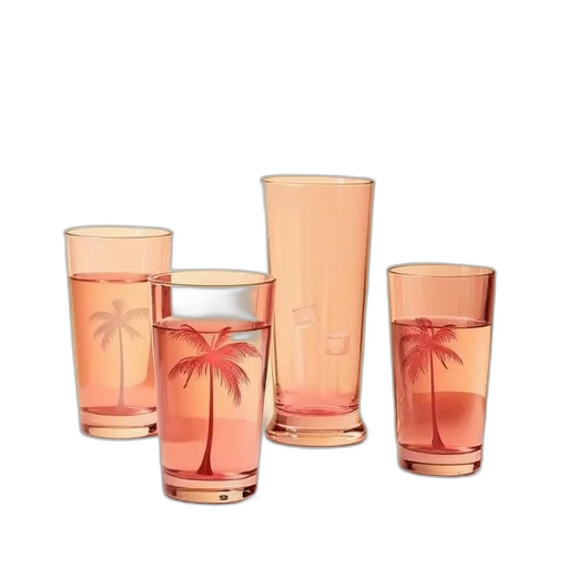 set, four, clear, glass transparent PNG cut-out