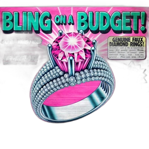 jewelry, vaporwave, advertisement, promotes transparent PNG cut-out