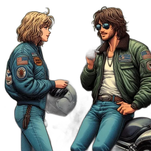 jacket, comic book art, concept art, pixel art transparent PNG cut-out
