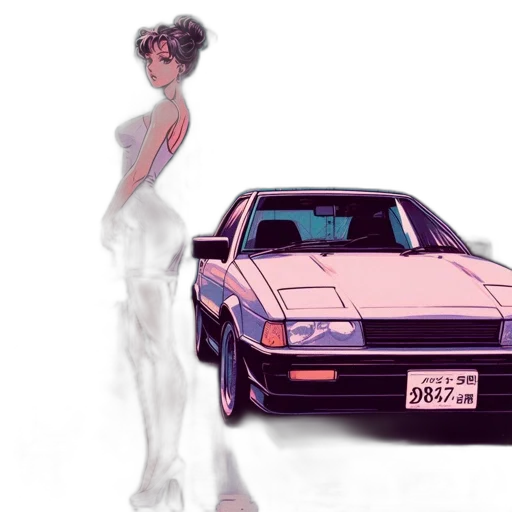 car, dress, vaporwave, concept art transparent PNG cut-out