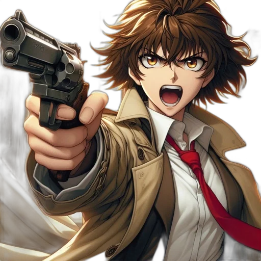weapon, jacket, staff, anime transparent PNG cut-out