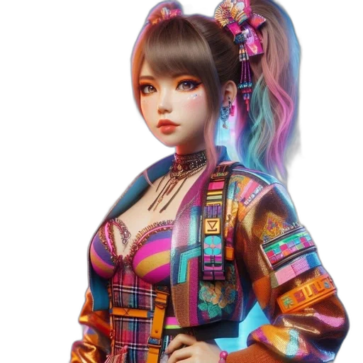 dress, jacket, vaporwave, 3d render transparent PNG cut-out