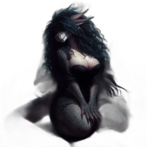 creature, mask, hair, dress transparent PNG cut-out