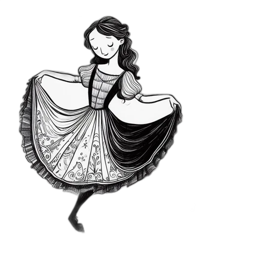 dress, pencil sketch, concept art, cartoon transparent PNG cut-out