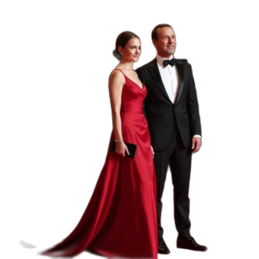 dress, photorealistic, red, person transparent PNG cut-out