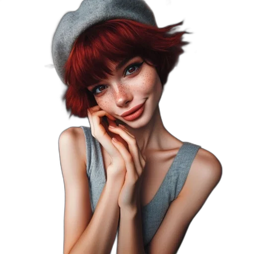 hat, face, jewelry, dress transparent PNG cut-out