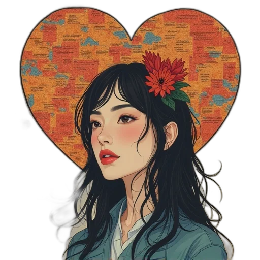 flower, face, fantasy art, pixel art transparent PNG cut-out