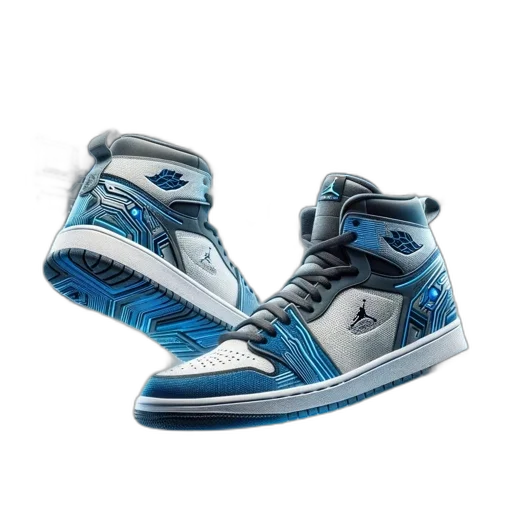 shoes, 3d render, photorealistic, blue transparent PNG cut-out