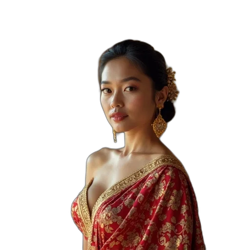dress, jewelry, crown, staff transparent PNG cut-out