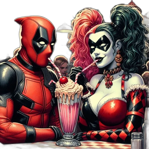 comic book art, concept art, fire, deadpool transparent PNG cut-out