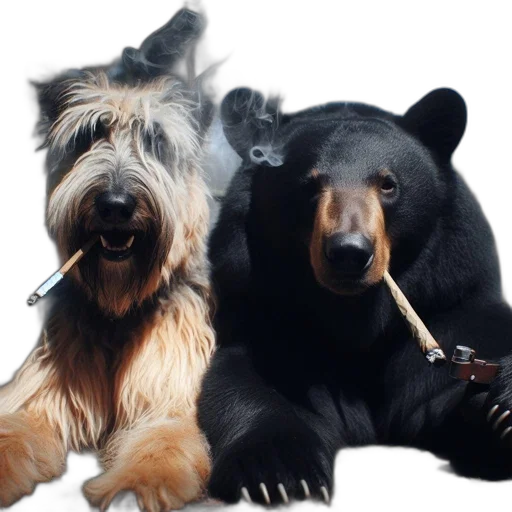 animal, staff, photorealistic, two transparent PNG cut-out