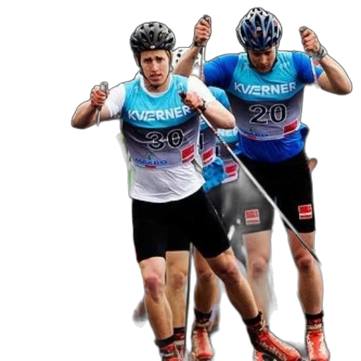 two, cross-country, skiers, wearing transparent PNG cut-out